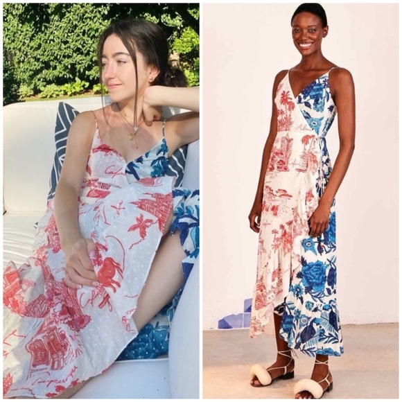 NWT FARM Rio Dual Prints Maxi Wrap Dress SZ L - Picture 2 of 10